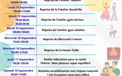 FR MORNE ACAJOU – PROGRAMME DU MOIS DE SEPTEMBRE 2026